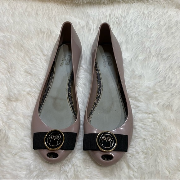 Melissa x Jason Wu Pastel Pink Jelly Flats With Owls Size 8 - Picture 1 of 9